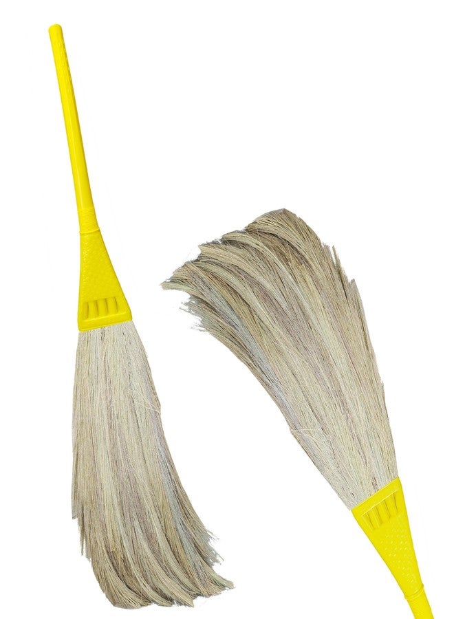 UMD Natural Grass Broom with Long Handle for Floor Cleaning, Dusting, Sweeping,Multipurpose Broom Flat jaadu Dense Grass Pack of 1 (1) - Image 1
